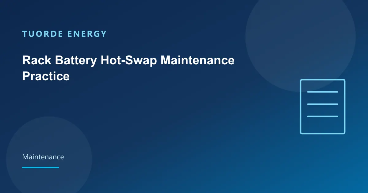 Rack Battery Hot-Swap Maintenance Practice