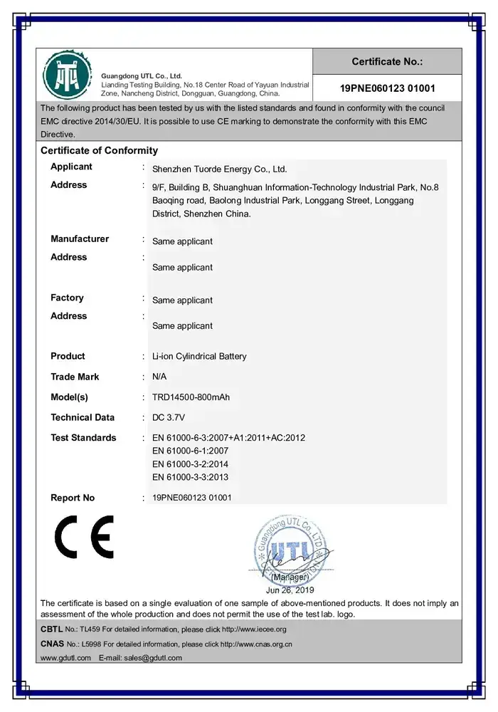 CE EMC Certificate